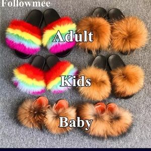 Custom fox fur slides